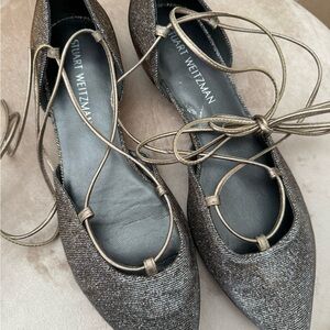 Stuart Weitzman Bronze Lace-Up Flats Gilligan d’orsay flat